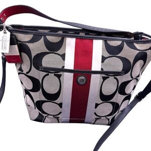 Coach Black and Red Trapezoidal Shoulder Bag